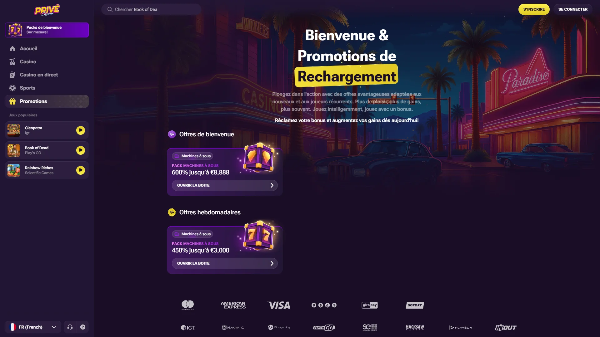 Prive Casino bonus promotions